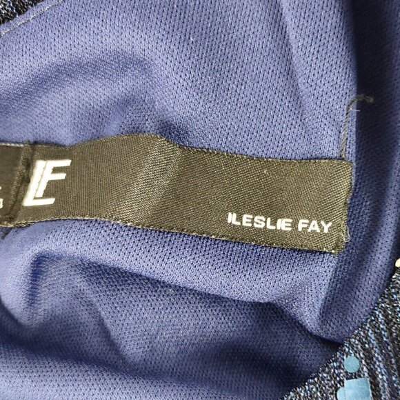 Leslie Fay Blue Sleeveless Double Keyhole Crew Neck Sequin Shirt Dress Size 8 - Picture 11 of 13